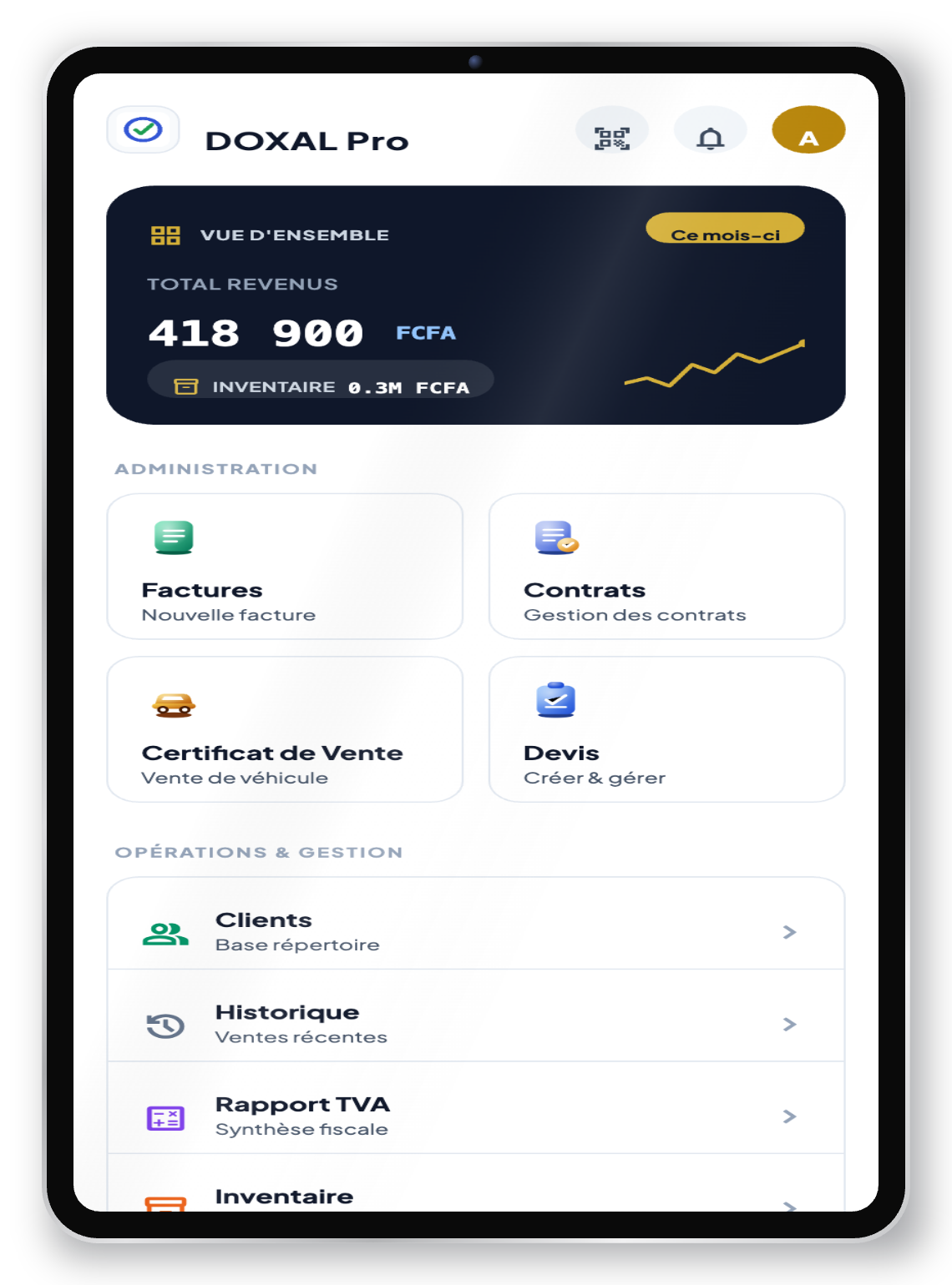 DOXAL Pro sur tablette iPad